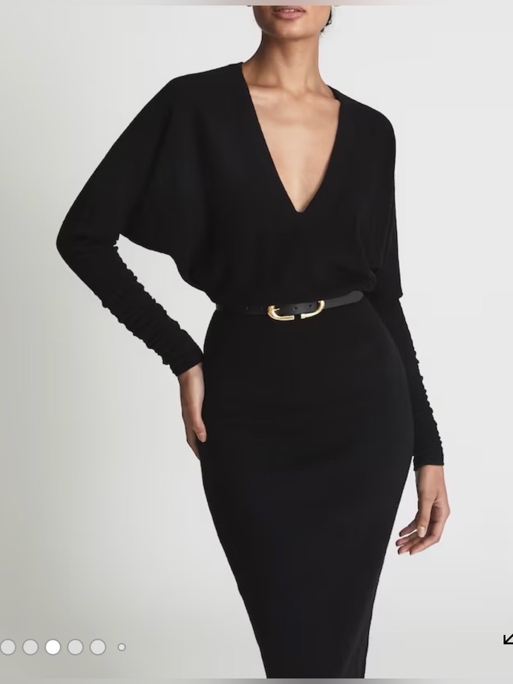 Reiss Jenna Wool Blend Ruched Sleeve Midi Dress — Black
Size: Small - Picture 1 of 6
